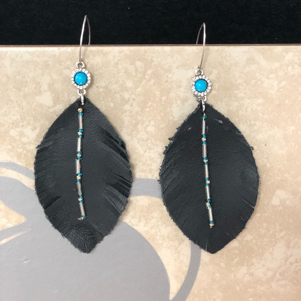 Beaded Feather earrings